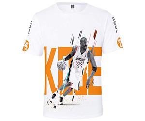Silver Basic Mens Sportswear Tshirt Summer T shirt Basketball Jersey 3D Printed Tshirt with Famous Basketball Player Graphic 2XL,White&Orange Jersey-2