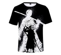 Silver Basic One Piece T Shirt for Men and Boys Anime Tshirt Law Zoro Monkey D Luffy Cosplay Tee Shirts Unisex Fashion Summer T-Shirt XL,07Black Zoro-2