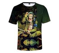 Silver Basic One Piece T Shirt for Men and Boys Anime Tshirt Law Zoro Monkey D Luffy Cosplay Tee Shirts Unisex Fashion Summer T-Shirt XL,81Green Zoro-2