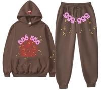 Silver Basic Spider Hoodie and Bottoms Tracksuit for Women/Men Spider Web Hoodie Y2K Vintage Sweatshirt and Pants Sweatsuit M,Brown A-1