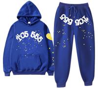 Silver Basic Spider Hoodie and Bottoms Tracksuit for Women/Men Spider Web Hoodie Y2K Vintage Sweatshirt and Pants Sweatsuit S,Blue A-1