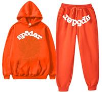 Silver Basic Spider Hoodie and Bottoms Tracksuit for Women/Men Spider Web Hoodie Y2K Vintage Sweatshirt and Pants Sweatsuit XL,Orange-1