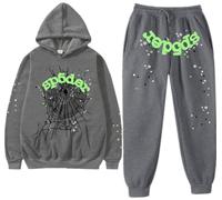 Silver Basic Spider Hoodie and Bottoms Tracksuit for Women/Men Spider Web Hoodie Y2K Vintage Sweatshirt and Pants Sweatsuit XXL,Deep Grey-1