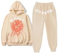 Silver Basic Spider Hoodie and Bottoms Tracksuit for Women/Men Spider Web Hoodie Y2K Vintage Sweatshirt and Pants Sweatsuit M,Khaki-1