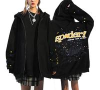 Silver Basic Spider web Harajuku print unisex Hoodie Long Sleeve Loose casual streetwear and winter hooded top-Black7-S1