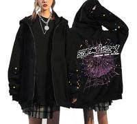 Silver Basic Spider web Harajuku print unisex Hoodie Long Sleeve Loose casual streetwear and winter hooded top-Black9-S1