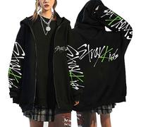 Silver Basic Stray Kids Zip Up Hoodie for Men and Women Kpop Support Sweatshirt for Music Fans Vintage Y2K Zip Up Jacket Black12, XL1