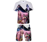 Silver Basic Summer Tshirt and Pants Pyjama Set for Men Anime One Piece Pyjamas Luffy Chopper 3D Printed Top Sportswear Tracksuit M,14Shichibukai-2