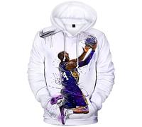 Silver Basic Unisex Basketball Hoodie for Men and Women Mamba Sweatshirt Famous Basketball Player Jersey Jumper with Pocket M,12352White-3