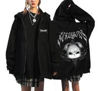 Silver Basic Unisex Oversize hooded sweatshirt Harajuku Printed stray kids Zip Up Hoodie Fashionable Sweatershirt Jacket-Black7-XS1