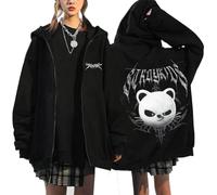 Silver Basic Unisex Oversize hooded sweatshirt Harajuku Printed stray kids Zip Up Hoodie Fashionable Sweatershirt Jacket-Black5-L1