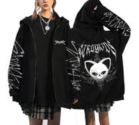 Silver Basic Unisex Oversize hooded sweatshirt Harajuku Printed stray kids Zip Up Hoodie Fashionable Sweatershirt Jacket-Black15-2XL1