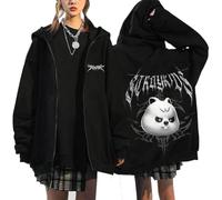 Silver Basic Unisex Oversize hooded sweatshirt Harajuku Printed stray kids Zip Up Hoodie Fashionable Sweatershirt Jacket-Black8-3XL1