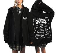 Silver Basic Unisex Printed Zipper Pullover Fashionable letter patterned Harajuku hoodie Long sleeved casual streetwear-Black4-S1