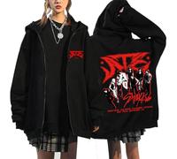 Silver Basic Unisex Printed Zipper Pullover Fashionable letter patterned Harajuku hoodie Long sleeved casual streetwear-Black10-S1