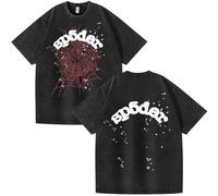 Silver Basic Unisex Spider Print Fashion Short Sleeve Summer Casual Round Neck top Running Gym Workout Tops-Black5-M1