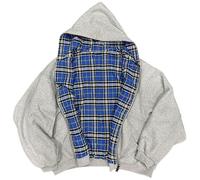 Silver Basic Unisex Sweatshirt Hoodies Checked Printed double-sided zip up hoodie Long Sleeve Casual Loose tops and winter hoodie-Blue-M1