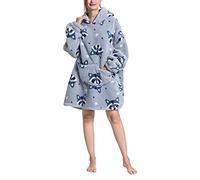 Silver Basic Winter Pyjama Bathrobe for Men Women Oversized Hoodie Blanket Avocado Soft Warm Wearable Blanket Fleece Animal Onesie, Raccoon-3