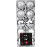 Silver Baubles Christmas Balls Xmas Tree Balls Decoration Tree Pendants Shiny Glitter Baubles 3.5cm In Diameter With Strings Shatterproof Plastic Hanging Ball Ideal For Holiday Party Gift Decor (20 Pc