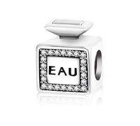 Silver Bead Charms,Classic 925 Sterling Silver EAU Perfume Charms With Clear Fit Original Charm Bracelets For Woman DIY Jewelry