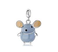 Silver Bead Charms,Real 925 Sterling Silver Bead Charm Lovely Mouse Pendant Charms Fit Bracelets & Bangles For Women DIY Gift Jewelry