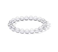 Silver Beaded Bracelets Silver Natural LuckyWhite Crystal Stretch for Women Mom Daughter Lover Birthday 6.7"