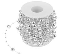 Silver Beads Chain Garland 1 Roll Faux Pearl Trim for Crafts