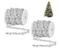 Silver Beads for Christmas Tree, Silver Garland Christmas, Crystal Tree Decorations 10m Sparkling Crystal Garland Beads Chain Trim for Party Decoration Wedding DIY Crafts