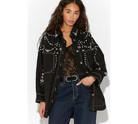 Silver Bells Embellished Shacket Jacket at Free People in Black, Size: XL - female