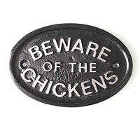 Silver Beware of the Chickens Coop, Gate or Wall Sign in Black With Silver Raised Lettering