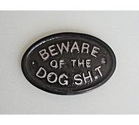 SILVER Beware Of The Dog Shit Wall Plaque in Black With Raised Silver Lettering