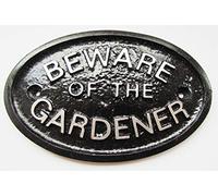 Silver Beware of the Gardener Garden Shed Wall Plaque Sign in Black with Silver Raised Lettering