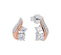 Silver Bi Colour Cubic Zirconia Stud Earrings