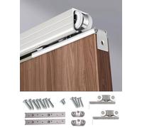 Silver Bifold Barn Door Hardware Kit - 48"/84"/120" Sliding Door Track Set for Single Doors, Outdoor Shed & Garage - Easy Install Box Rail Hanger (147cm/58inch)
