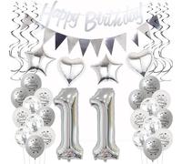 Silver Birthday Decoration 11 Years Girls Boys, Balloon 11th Birthday Girl Decoration, Balloons 11th Birthday Decoration Girl Silver, Party Decoration 11th Birthday Boy 11 Years Birthday Decoration
