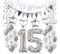 Silver Birthday Decoration 15 Years Girls Boys, Balloon 15th Birthday Decoration, Balloons 15th Decoration Girl Silver, Party Decoration 15th Birthday Boy 15 Years Birthday Decoration