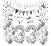Silver Birthday Decoration 33 Years Women Man, Balloon 33rd Birthday Women Decoration, Balloons 33rd Birthday Decoration Woman Silver, Party Decoration 33rd Birthday Men 33 Years Woman Birthday