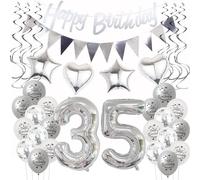 Silver Birthday Decoration 35 Years Women Man, Balloon 35th Birthday Women Decoration, Balloons 35th Birthday Decoration Woman Silver, Party Decoration 35th Birthday Men 35 Years Woman Birthday