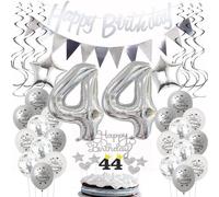 Silver Birthday Decoration 44 Years Woman Man Balloon 44th Birthday Women Decoration Balloons 44th Birthday Decoration Woman Silver Party Decoration 44th Birthday Men Cake Decoration 44th Birthday