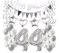 Silver Birthday Decoration 44 Years Women Men, Balloon 44th Birthday Women Decoration, Balloons 44th Birthday Decoration Woman Silver, Party Decoration 44th Birthday Men 44 Years Woman Birthday