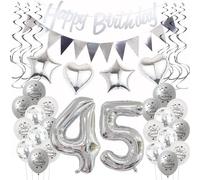 Silver Birthday Decoration 45 Years Women Men, Balloon 45th Birthday Women Decoration, Balloons 45th Birthday Decoration Woman Silver, Party Decoration 45th Birthday Men 45 Years Woman Birthday