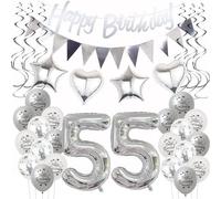 Silver Birthday Decoration 55 Years Women Men, Balloon 55th Birthday Women Decoration, Balloons 55th Birthday Decoration Woman Silver, Party Decoration 55th Birthday Men 55 Years Woman Birthday