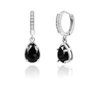 Silver Birthstone Drop Earrings, Teardrop Crystal Hoop Dangle, Multi Birthstone, Jewellery for Gifts