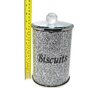 Silver Biscuit Cookie Jar Sparkle Ornament Bling Crushed Diamond Gift | CRYSTALLIZED Kitchen jar storage box cannister| Crushed Diamond Display | gift present for all occassion Home Decor
