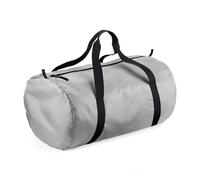 (Silver/Black) BagBase Plain Packaway Lightweight Travel Luggage Sports School Gym Barrel Bag