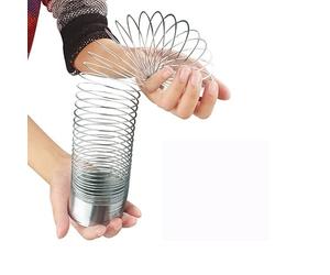 Silver/Black/Gold/Blue/Purple Metal Magic Rainbow Big Steel Spring Nostalgic Go Down The Stairs Walking Toy Spring(Silver)