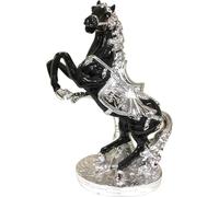 Silver Black Horse Foal Ornament with Crushed Diamond Bling - Romany Inspired Ceramic Perfect for Home Office, Birthday, and Housewarming or Gifts - 44CM