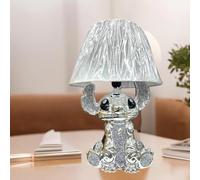 Silver Bling Crushed Diamond Stitch Table Lamp, 50cm - Ceramic Base, Silver Shade, Sparkling Bedside Home Decor - Elegant Lighting for Bedroom, Living Room, or Office