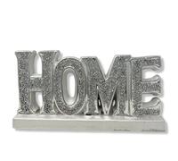 Silver Bling ' HOME ' crushed diamonds sparkle ornament, Words Sign Free Standing Love Desk/Shelf/Home Wall Decoration Art