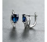(silver,blue) 2022 New Geometric Teardrop Cut Green Stone Earrings Temperament Long Drop Trendy Female Earrings
